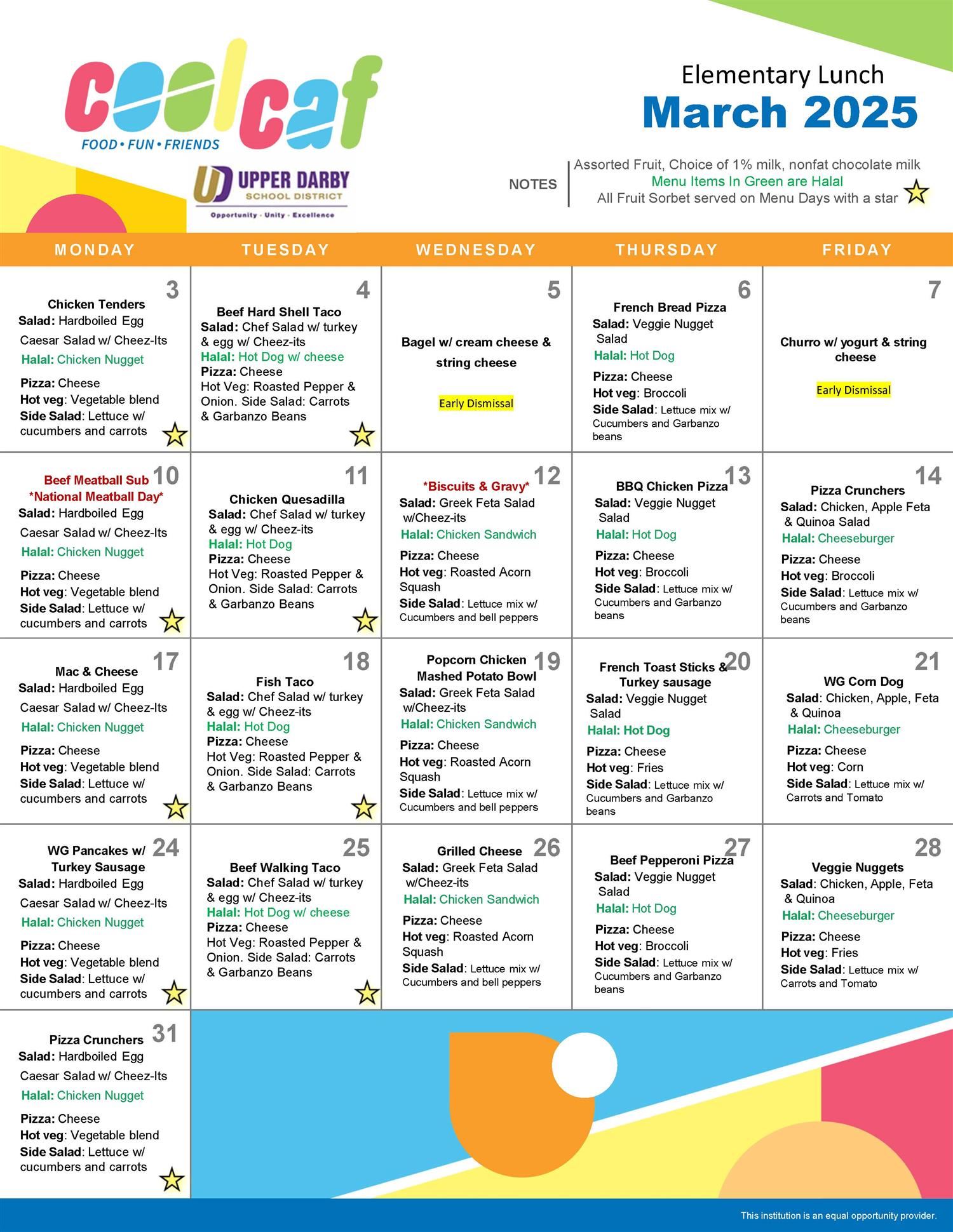 March Lunch Menu