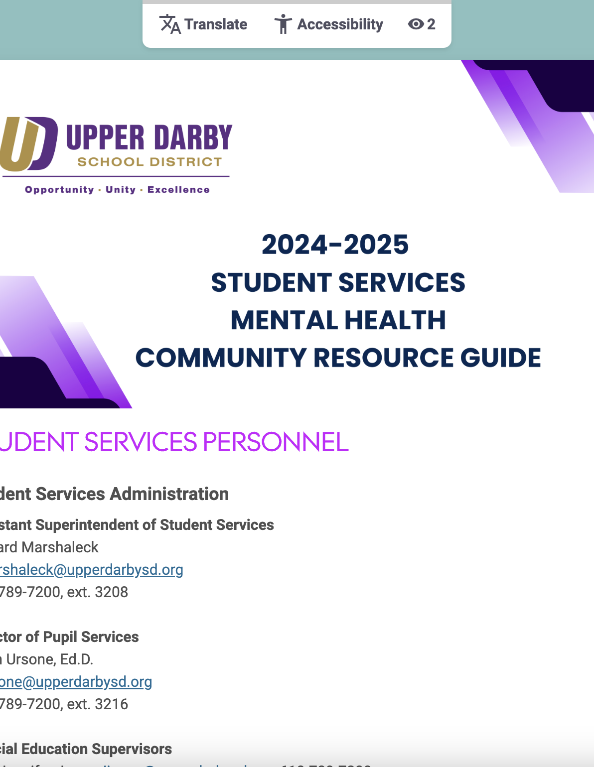  2024-2025 Student Services Mental Health Community Resource Guide