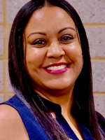 Debra Williams is wearing a blue shirt